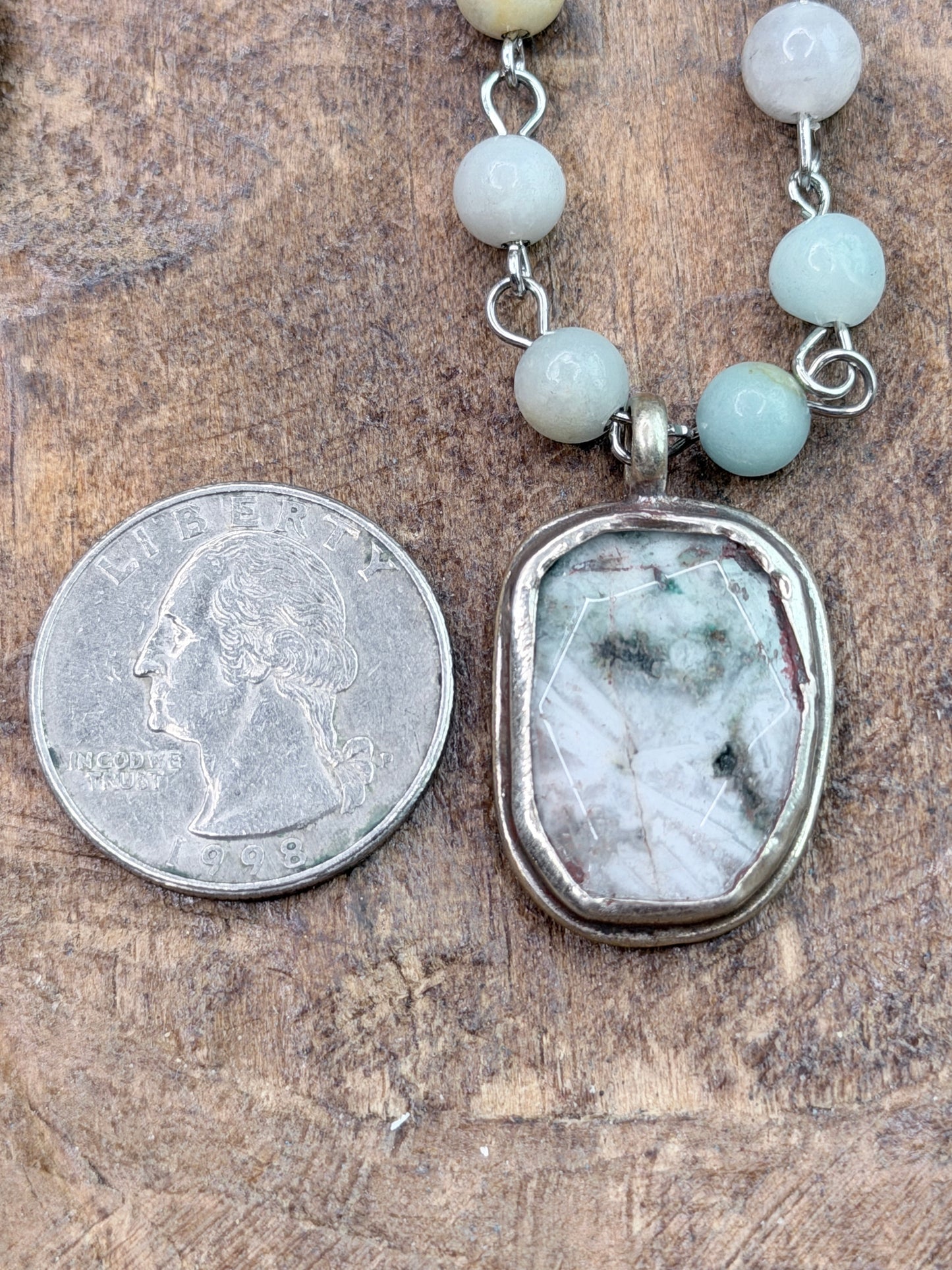 Soldered Dainty Moss Agate Necklace