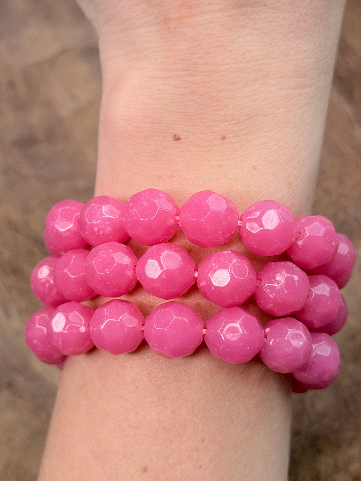 Pink Acrylic Beaded Bracelet Stack