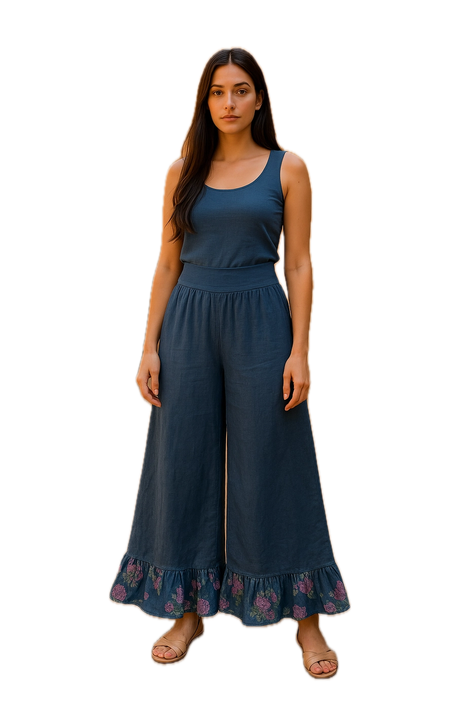 In Linen Liberty Floral Pants (Navy) *Final Sale*