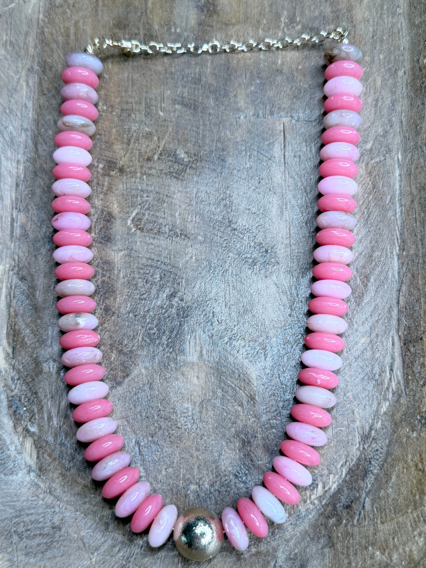 Pink and Gold Beaded Necklace