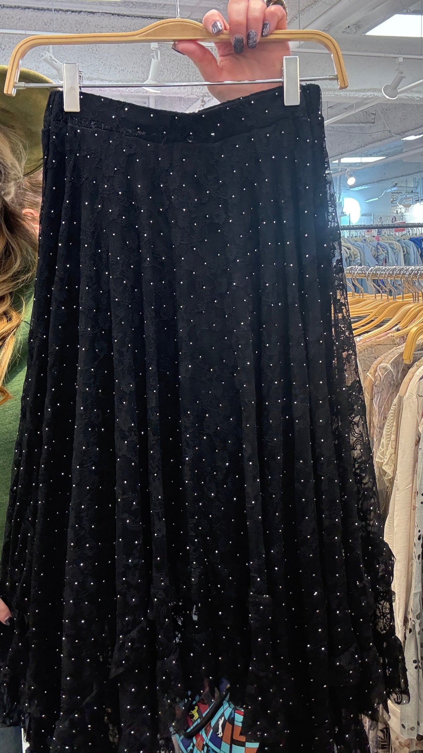 Origami- Bedazzled Lace Skirt (Black) *Final Sale*
