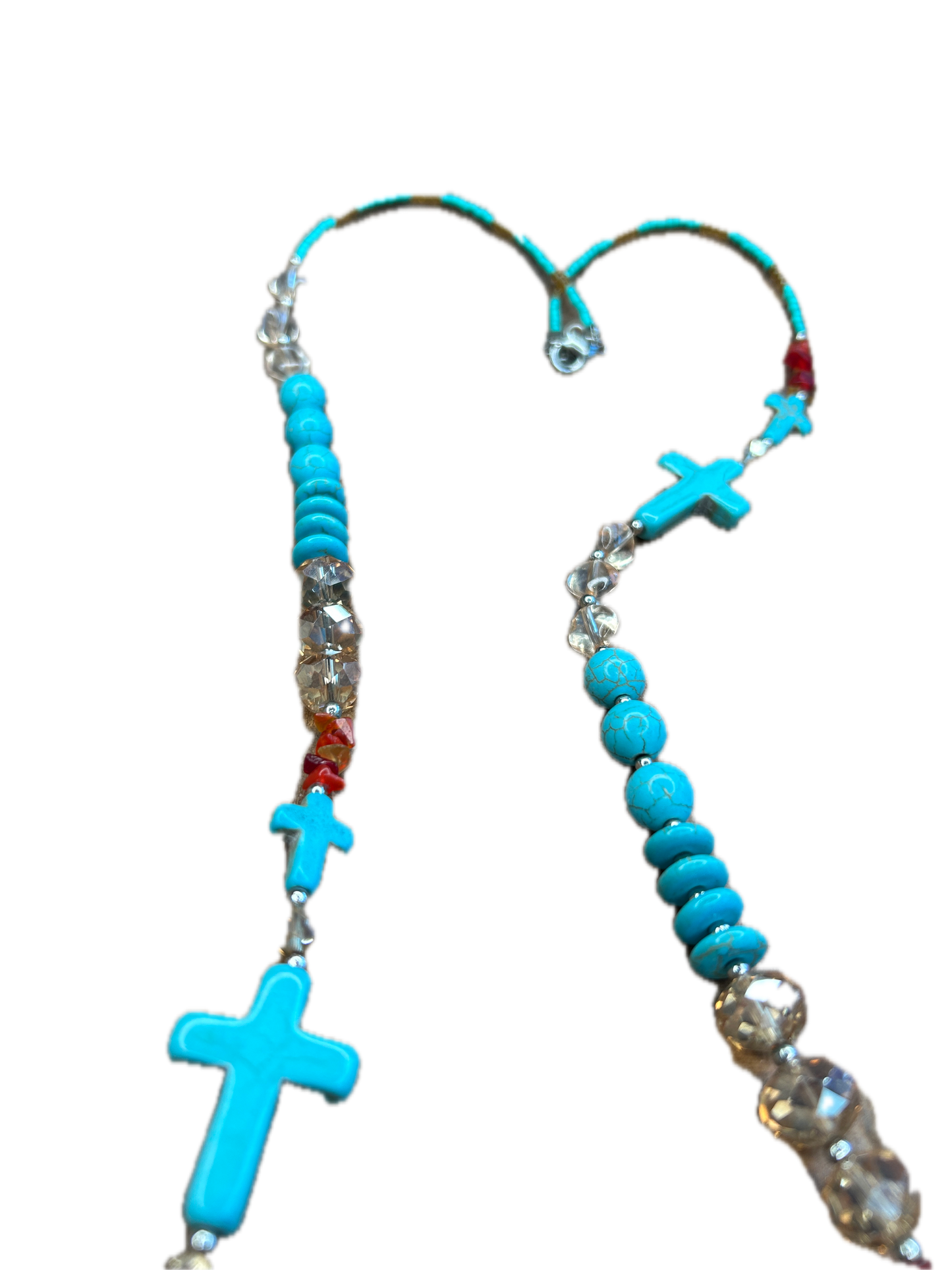 Lost & Found- Long Turquoise Cross Necklace