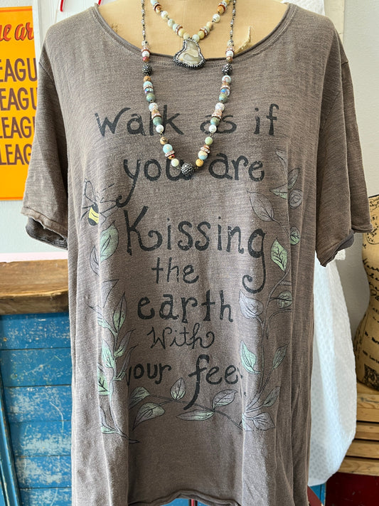 FINAL SALE Rare Bird Walking as if your Feet are Touching the Ground Tee Brown/Gray