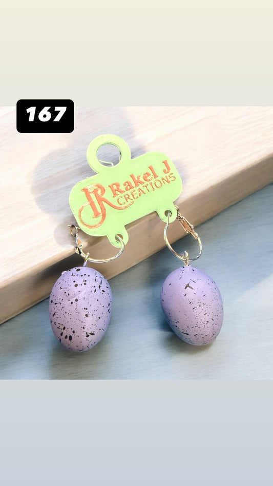 167 Rakel J Creations- Speckled Egg Earrings (Purple)