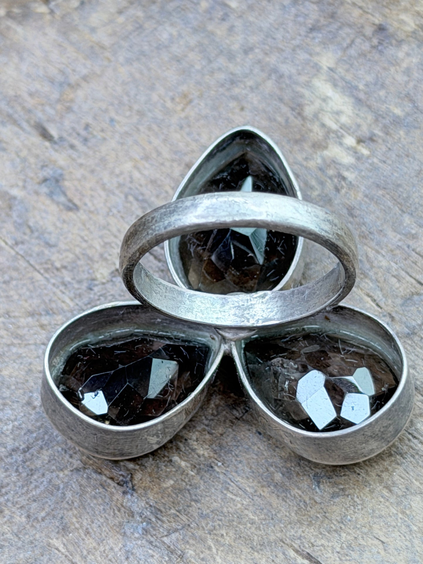 German Silver Tri-fecta Smokey Quartz Ring