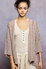 POL-Short Sleeve Cardigan (Caramel Almond) *Final Sale*
