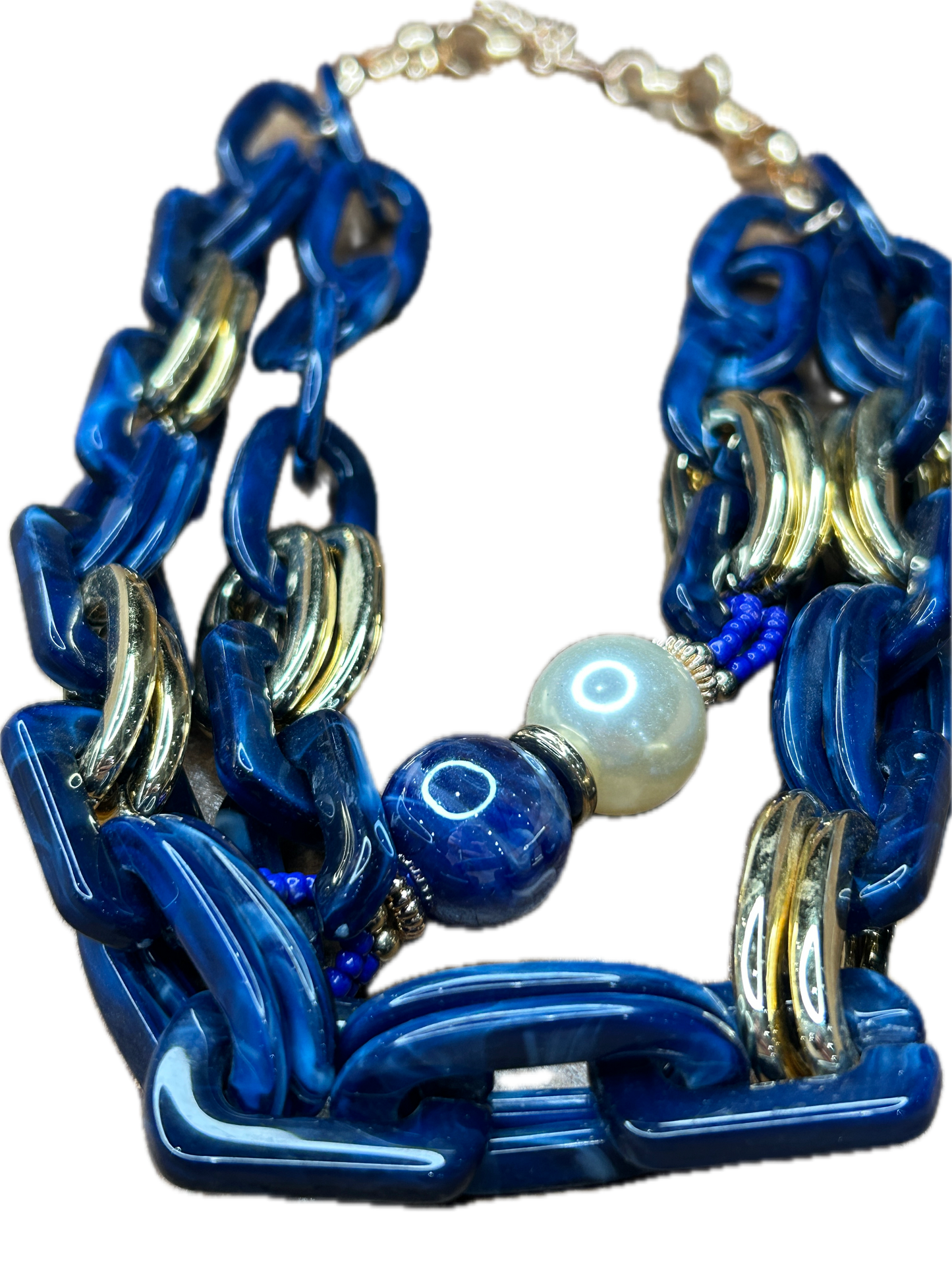 Blue Marbled Chain Necklace