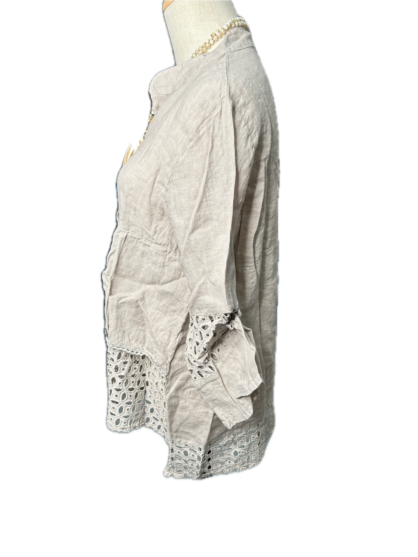 Button Up Crochet Top (Beige)