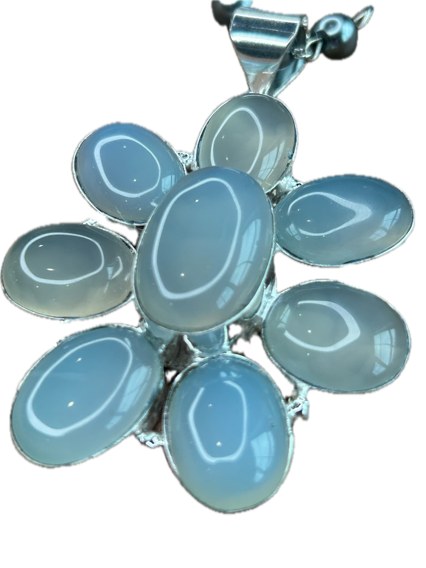 German Silver Chalcedony Cluster Necklace