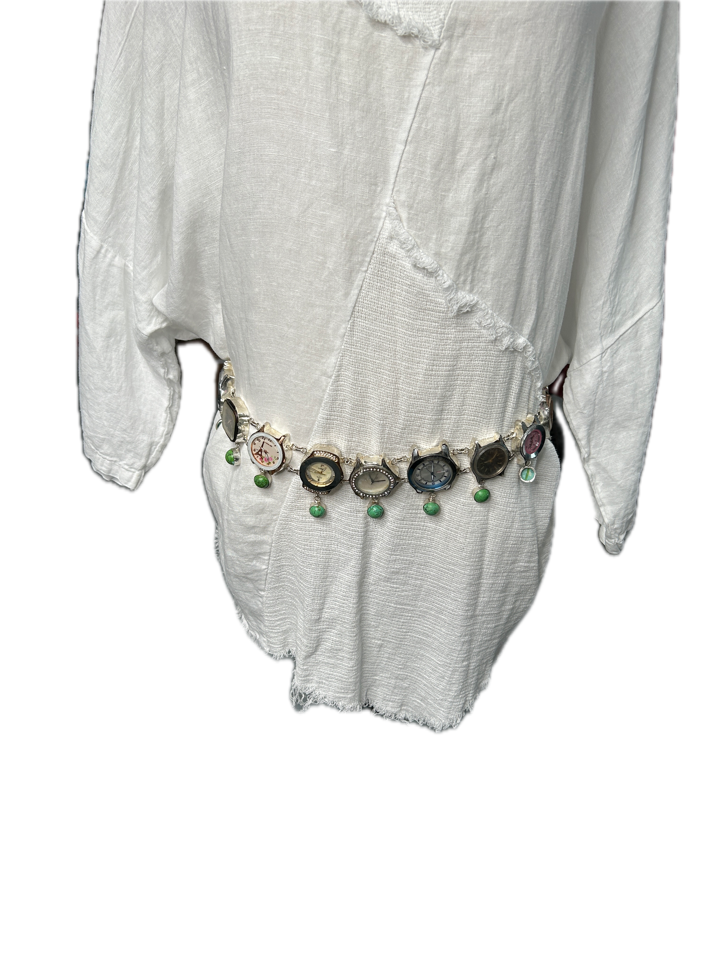 OOAK German Large Watch Belt with Light Green Turquoise Charms