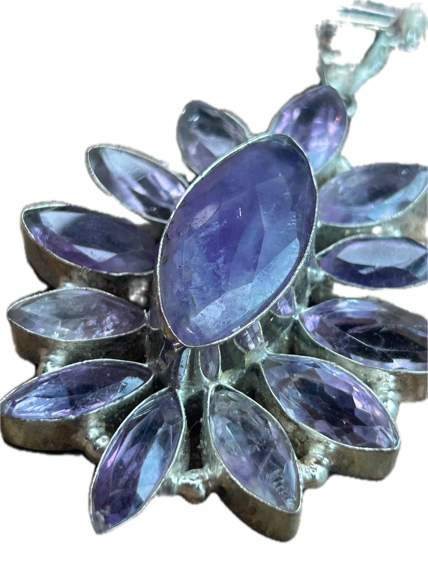 German Silver Amethyst Cluster Necklace AA