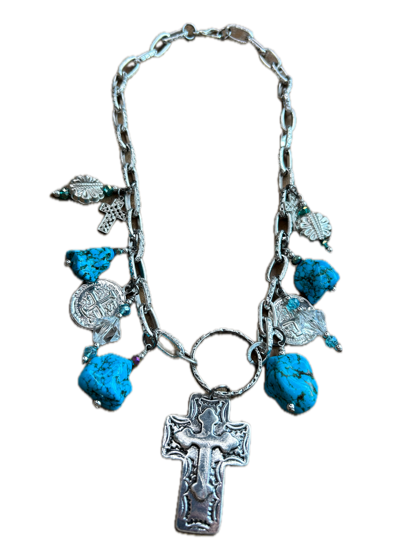 Lost & Found -Chunky Turquoise Charm Necklace