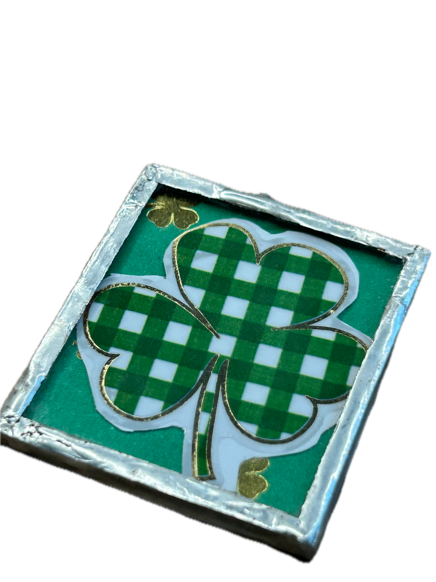 Plaid Shamrock Soldered Necklace (Small)