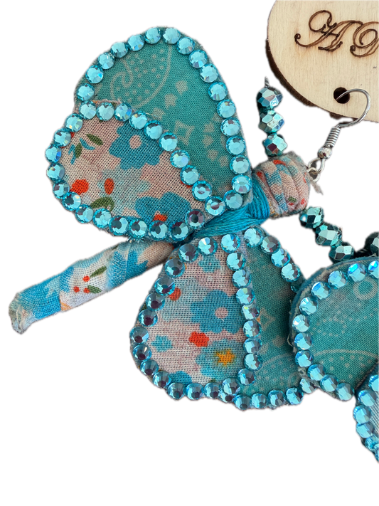 Rare Bird- Teal Blingy Butterfly Earrings