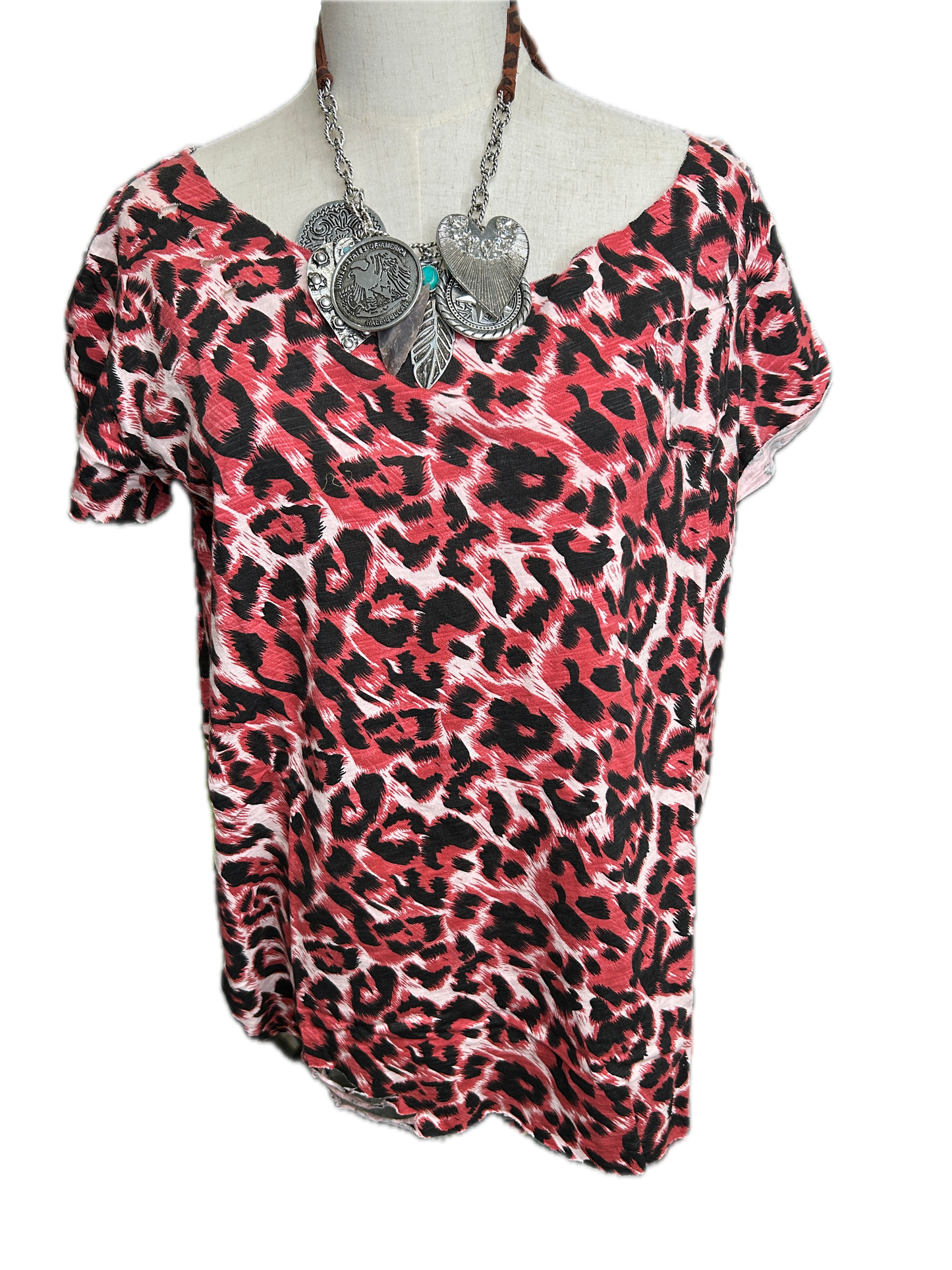 A RARE BIRD - Pink/Cranberry Leopard Tee *Final Sale*