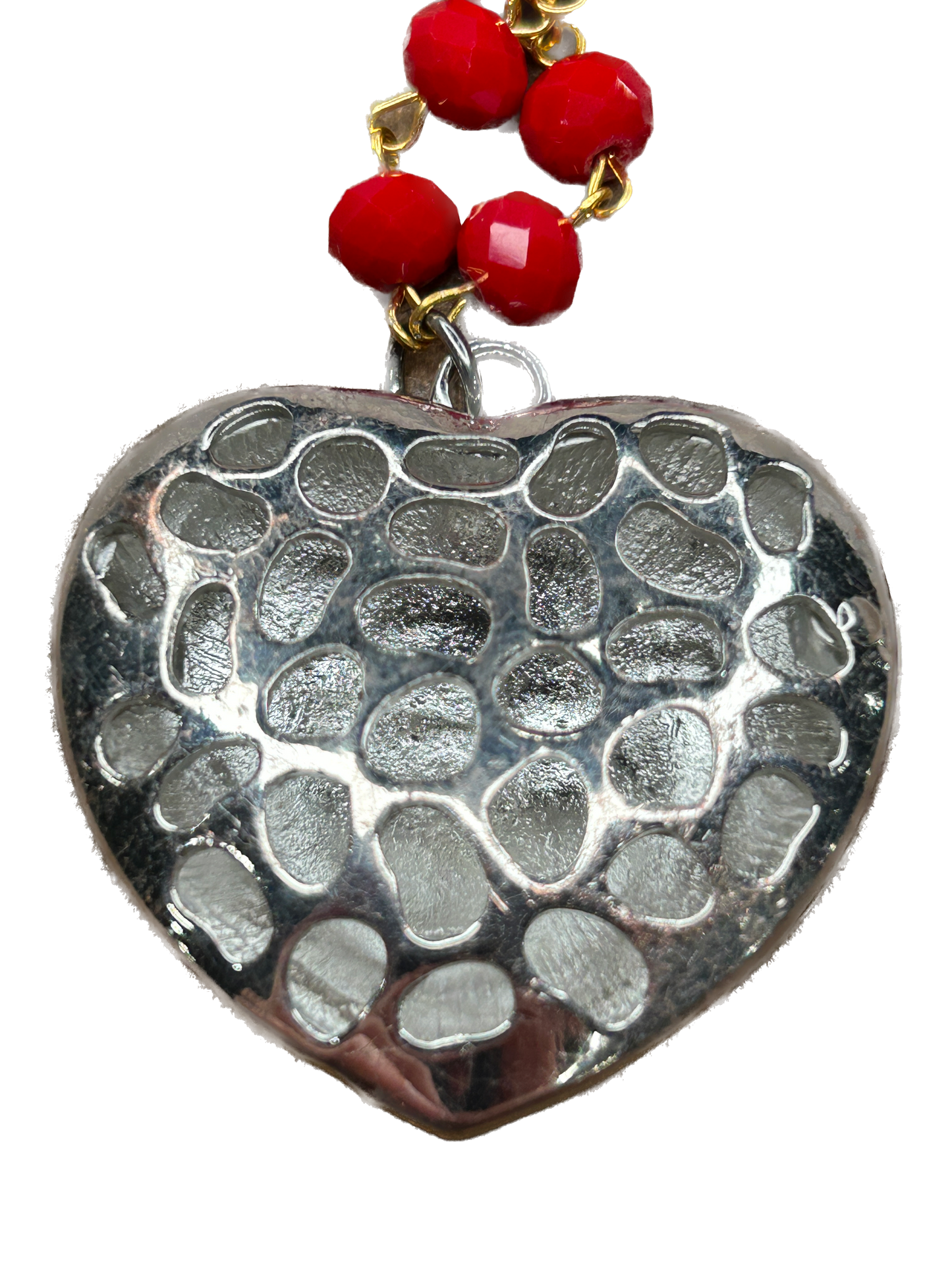 Red Rhinestone Heart Necklace A
