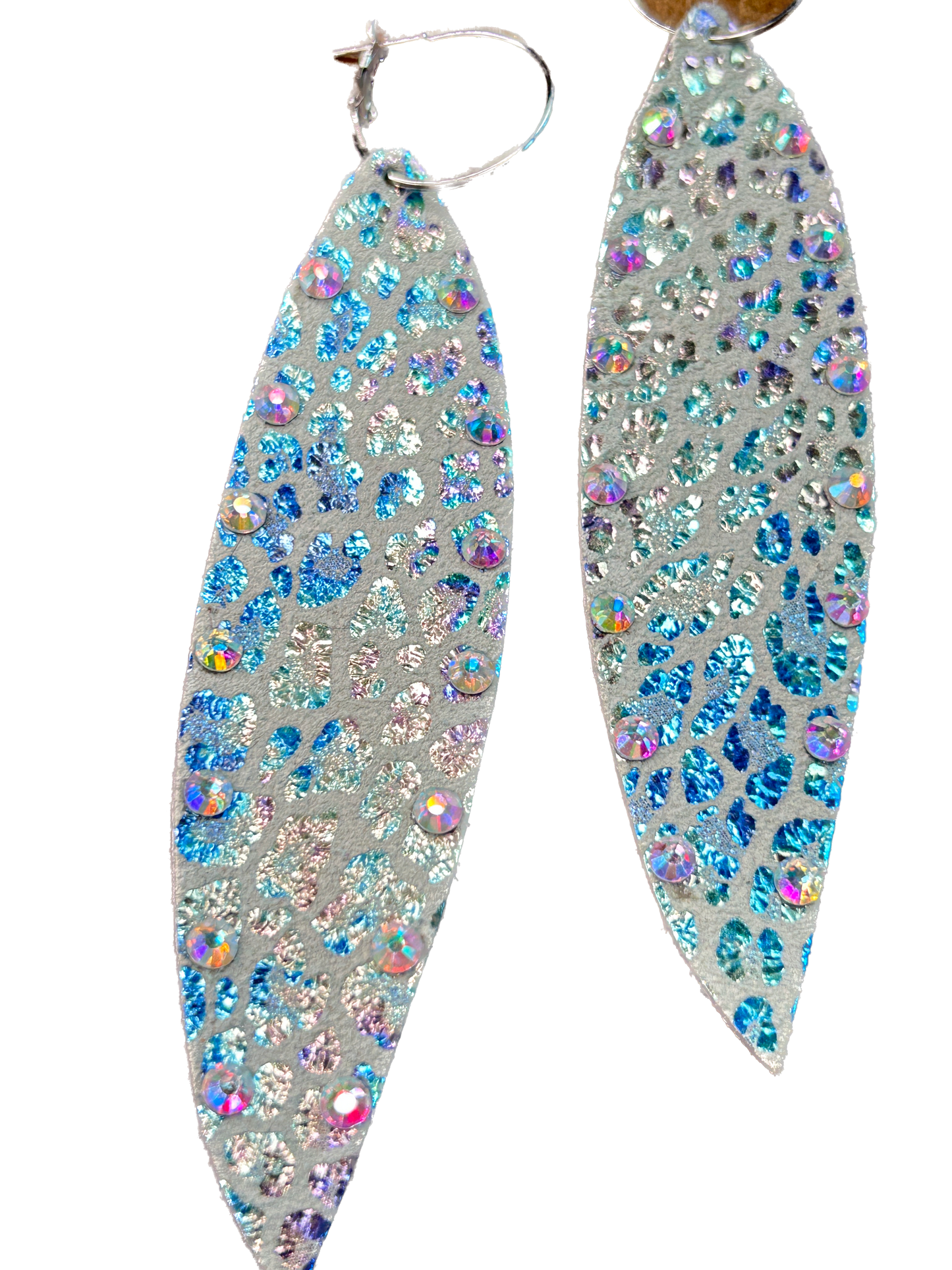 Sandra Ling Designs- Rainbow Leopard Print Leather Earrings