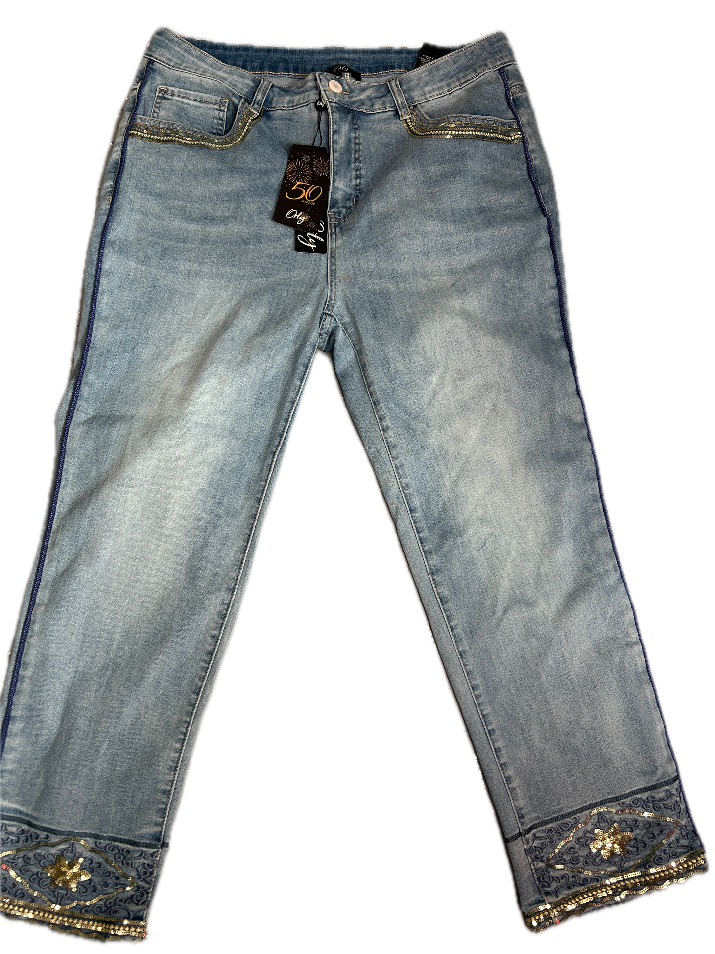 Denim Jeans with Gold Sequins *Final Sale*