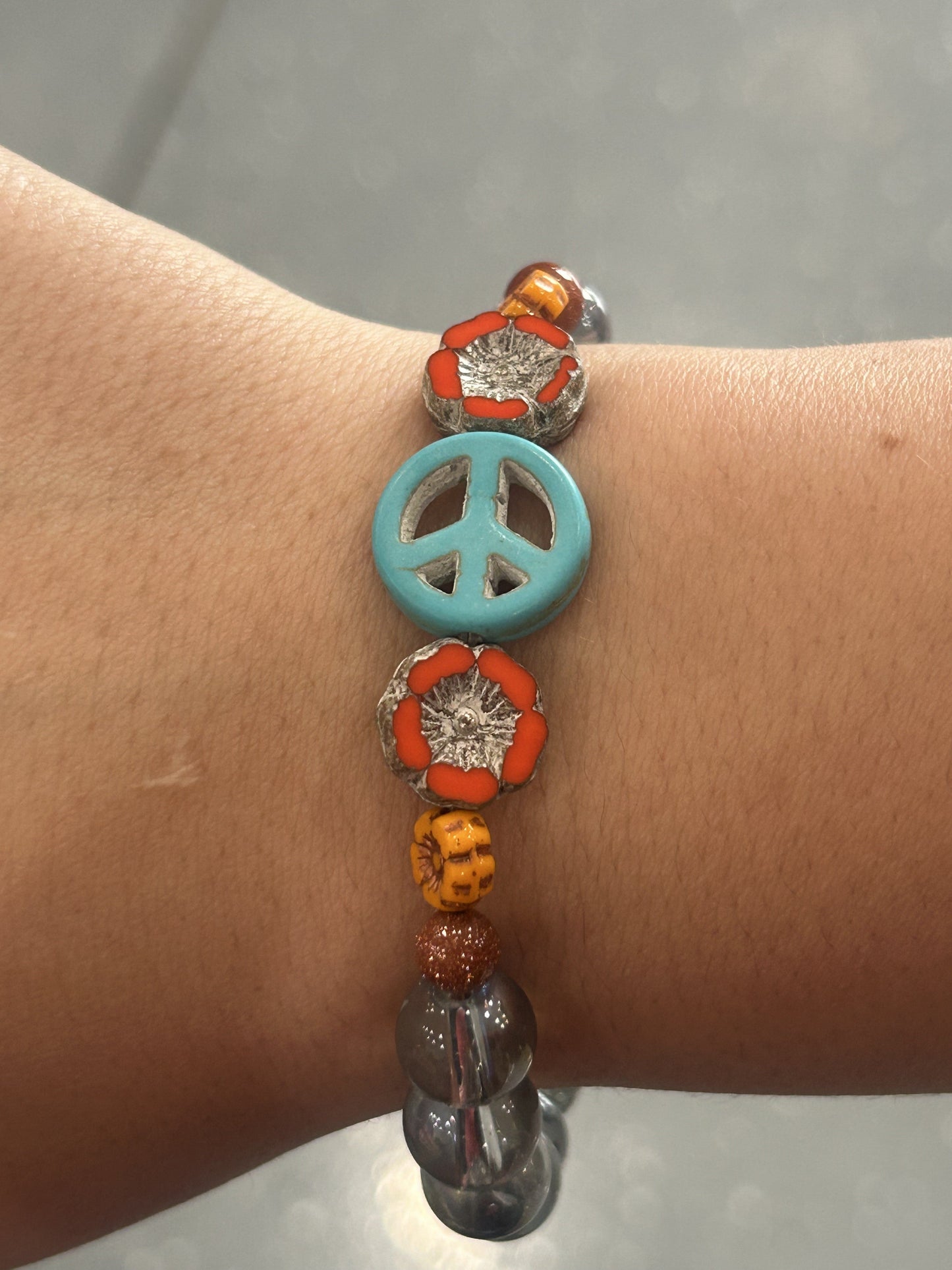 Eclectic Ruby Red Designs - Boho Peace Sign Bracelet
