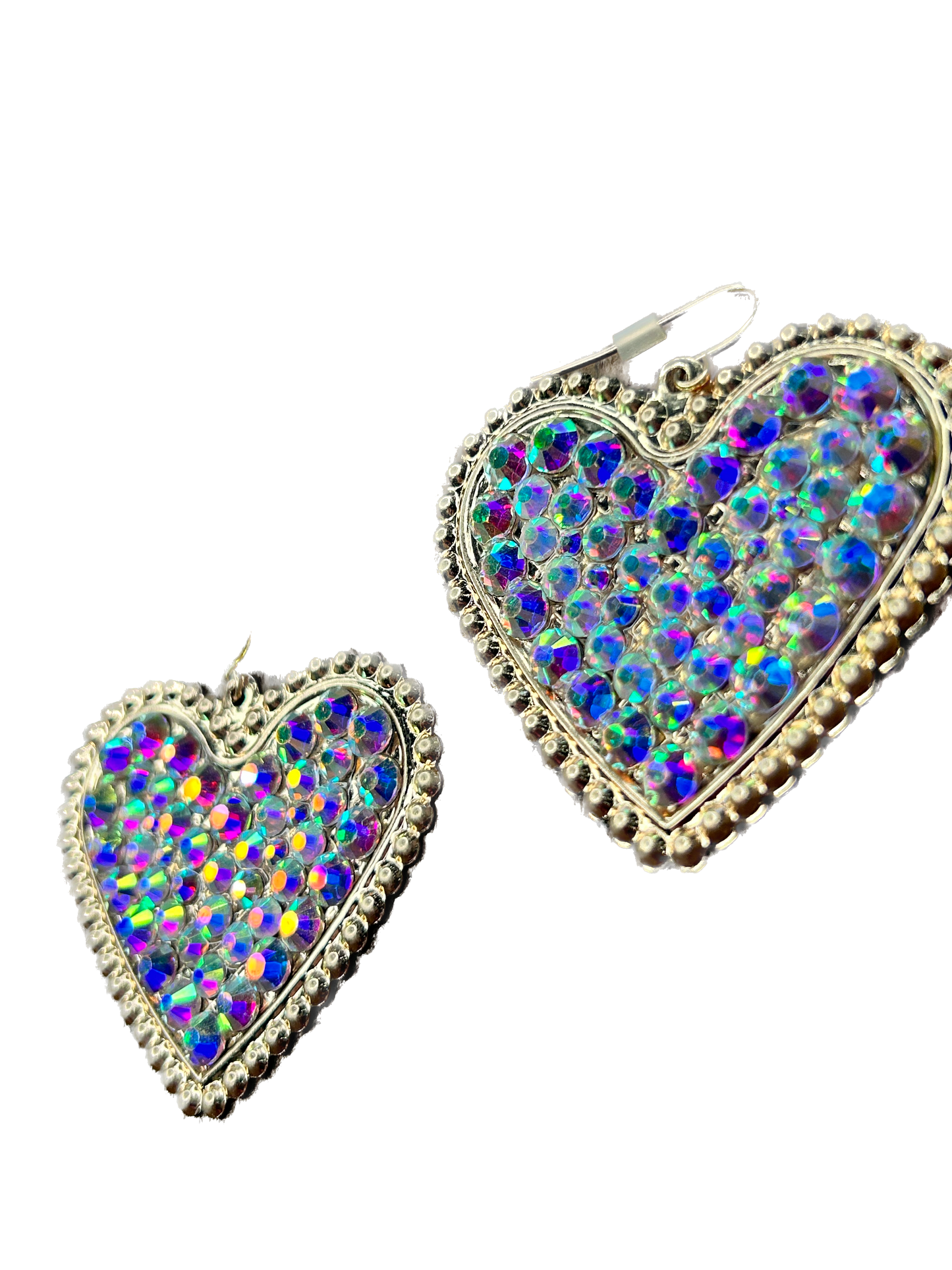 AB Rhinestone Golden Heart Earrings