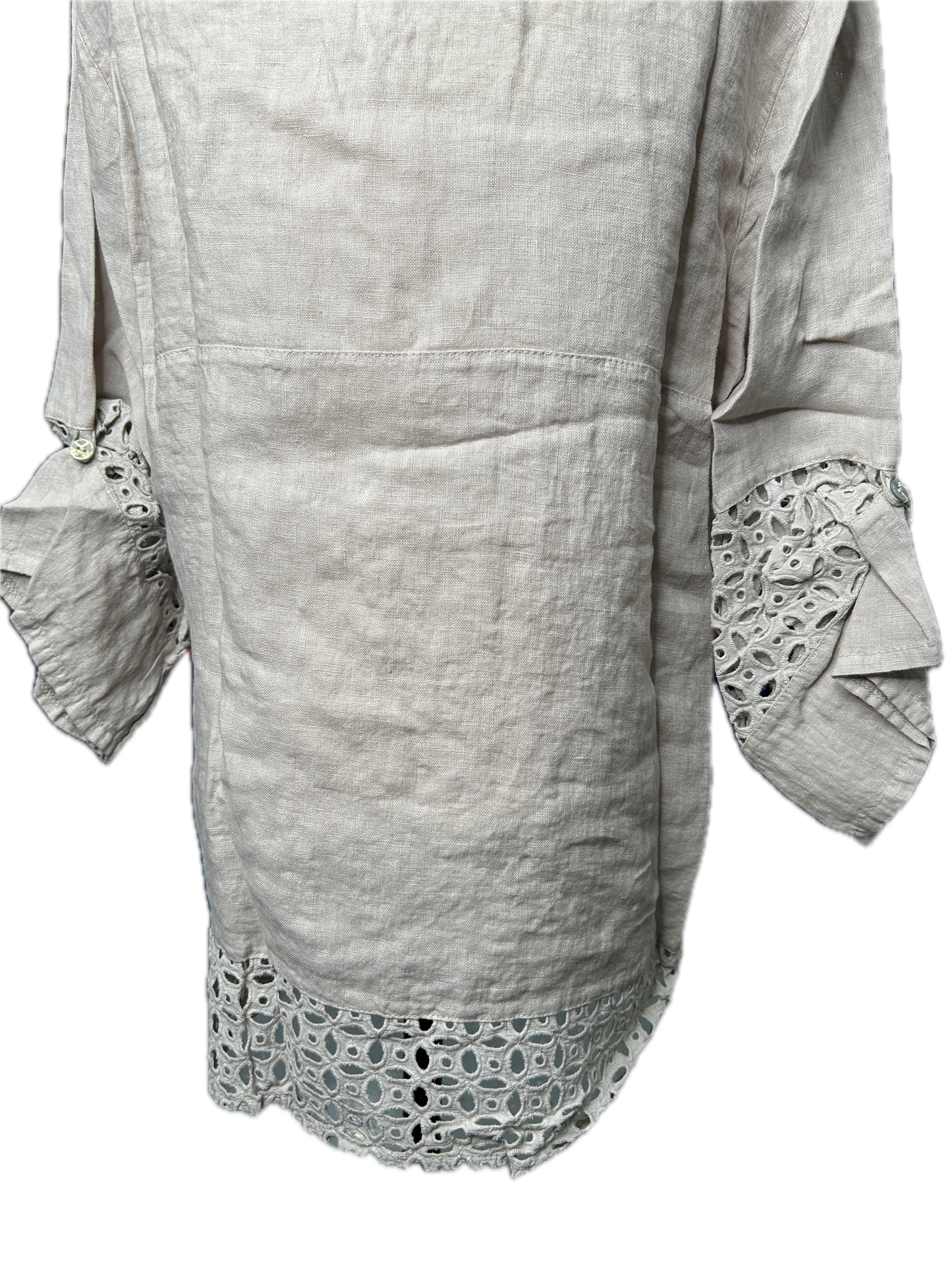 Button Up Crochet Top (Beige)