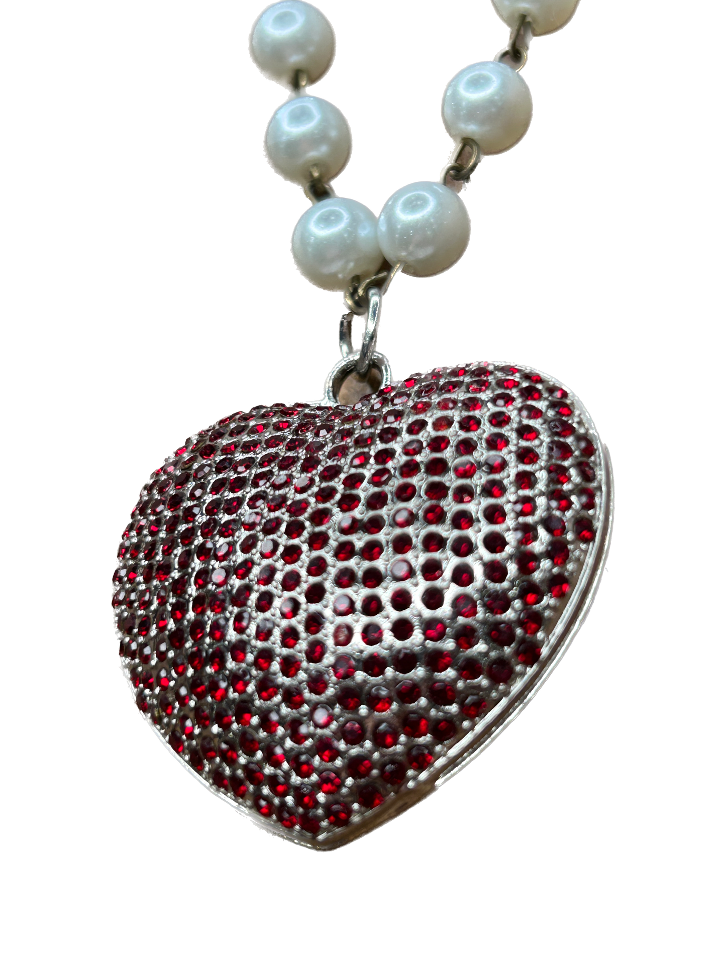 Red Rhinestone Heart Necklace B