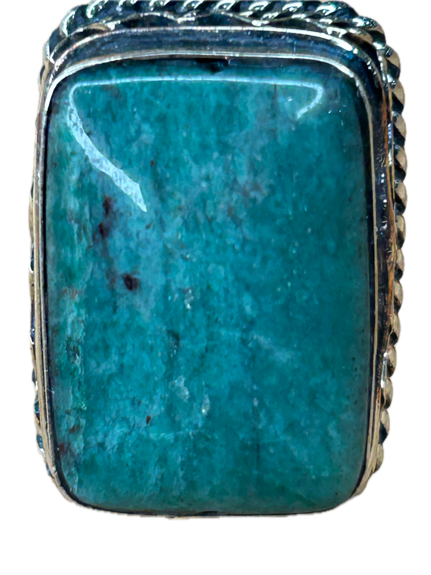 German Silver Rectangular Turquoise Ring