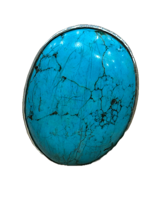 Oval German Silver Turquoise Ring
