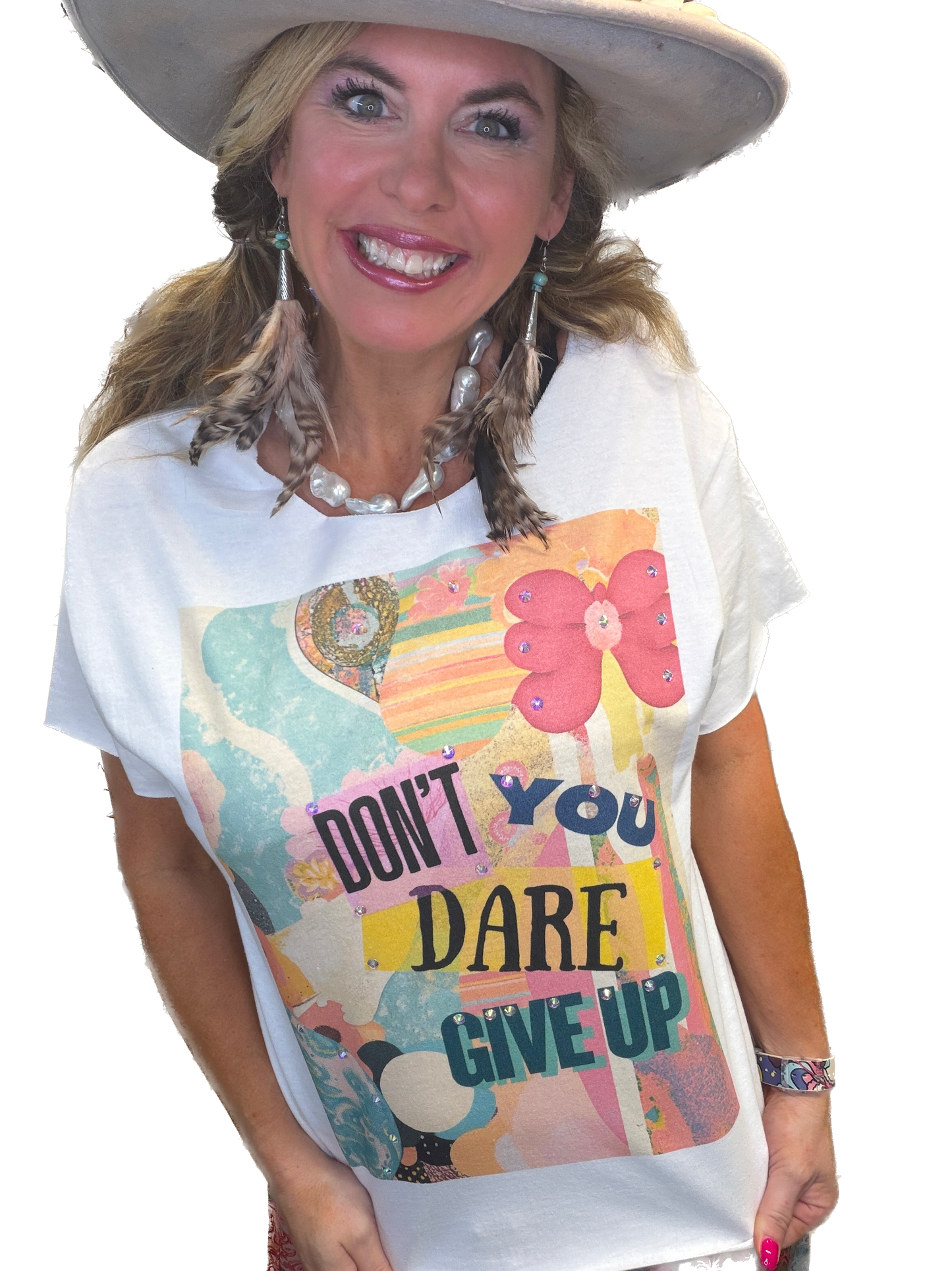 Don't You Dare Give Up T-Shirt (Christy Cut) - Indigo Blue *Final Sale*