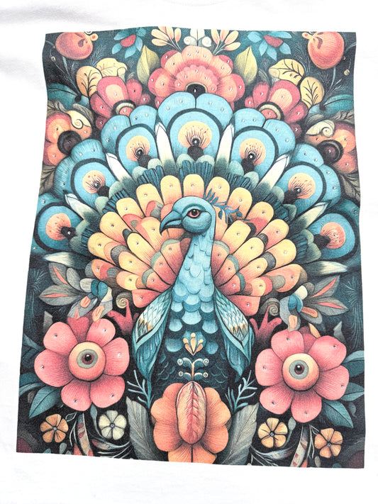 Mexican Peacock Art T-Shirt- ERR Original *Final Sale*