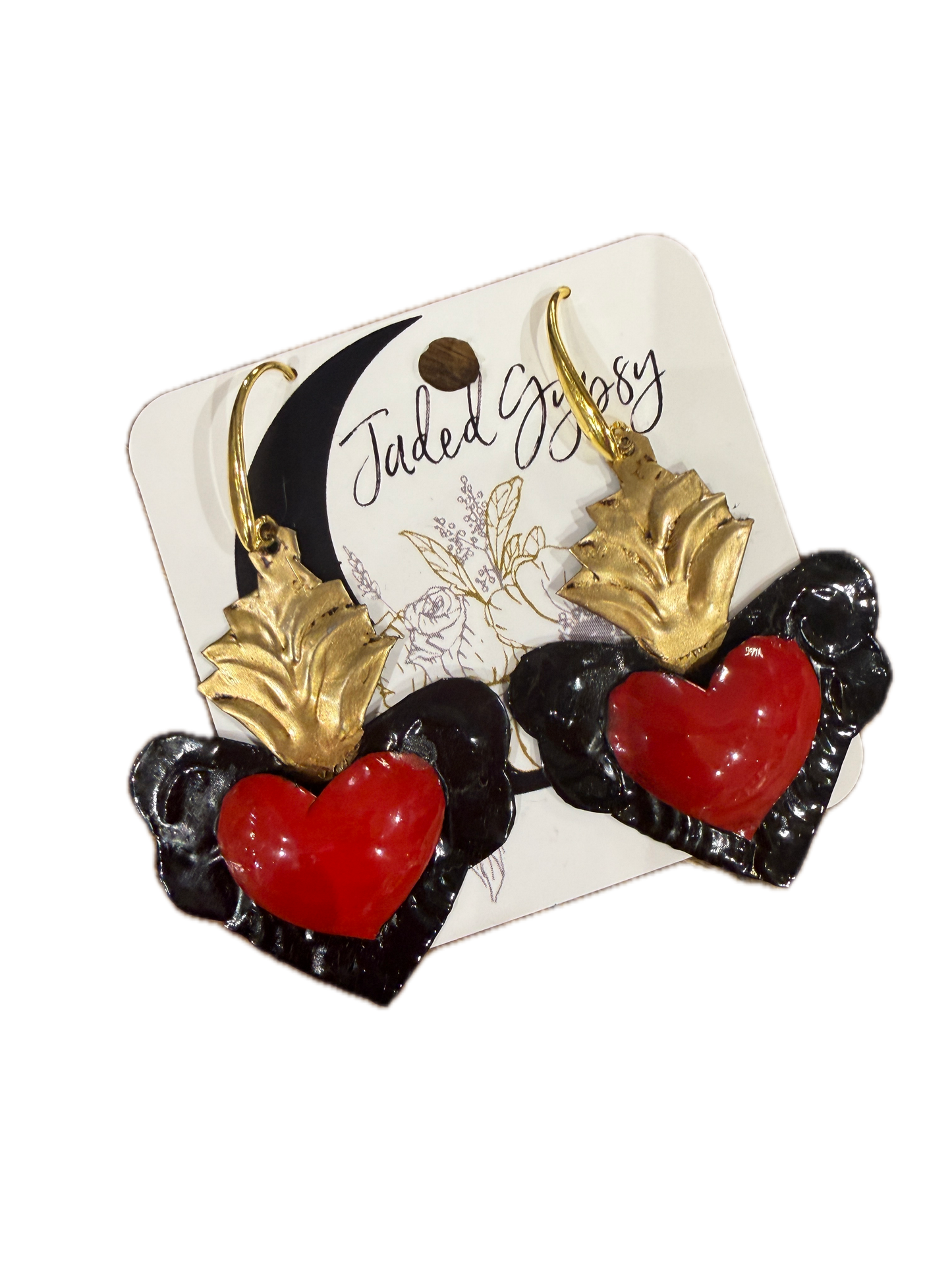 JADED GYPSY - Black and Red Heart Earrings