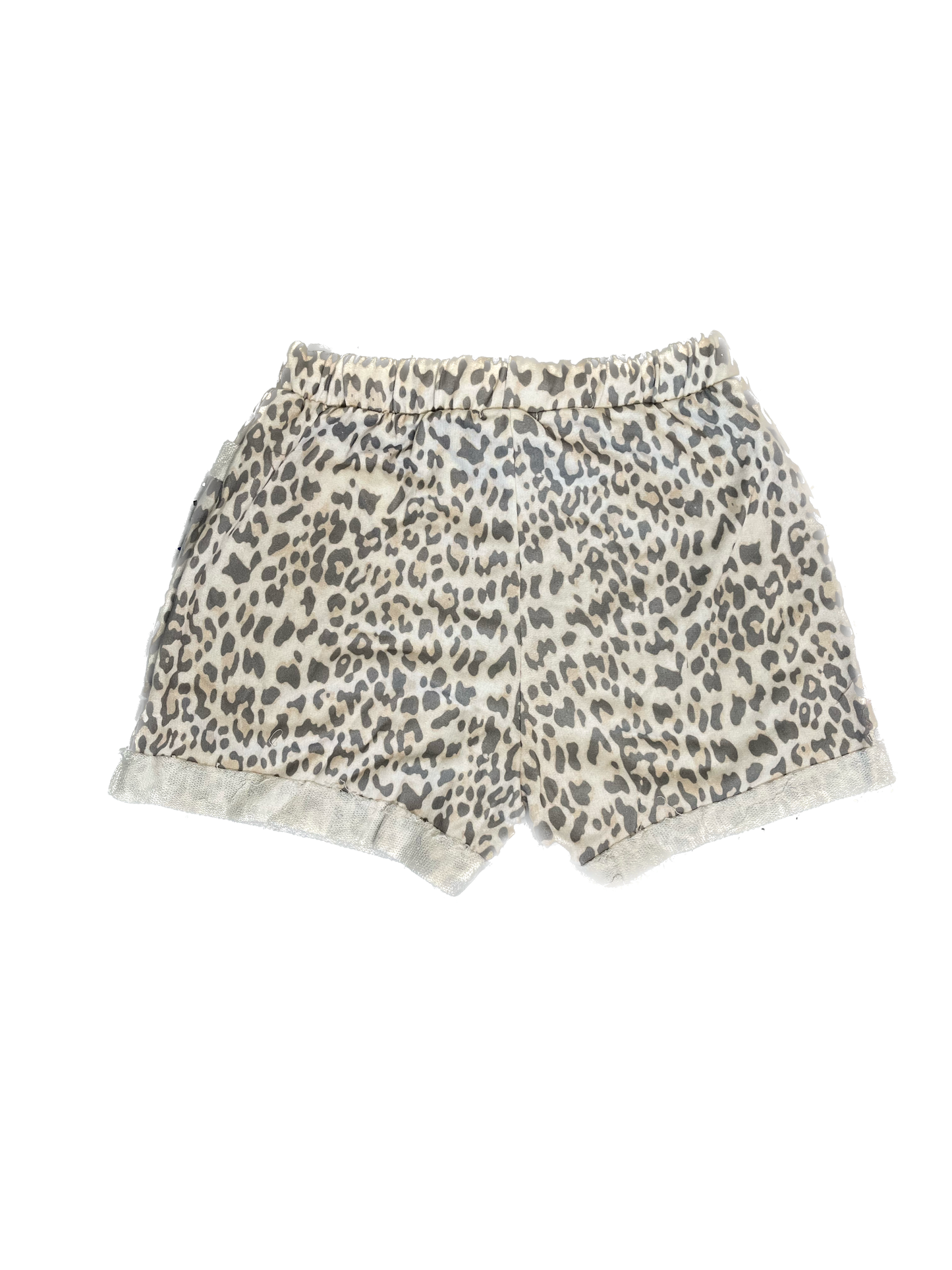 J Her- Mineral Washed Leopard Animal Print Shorts (Cream) *Final Sale*