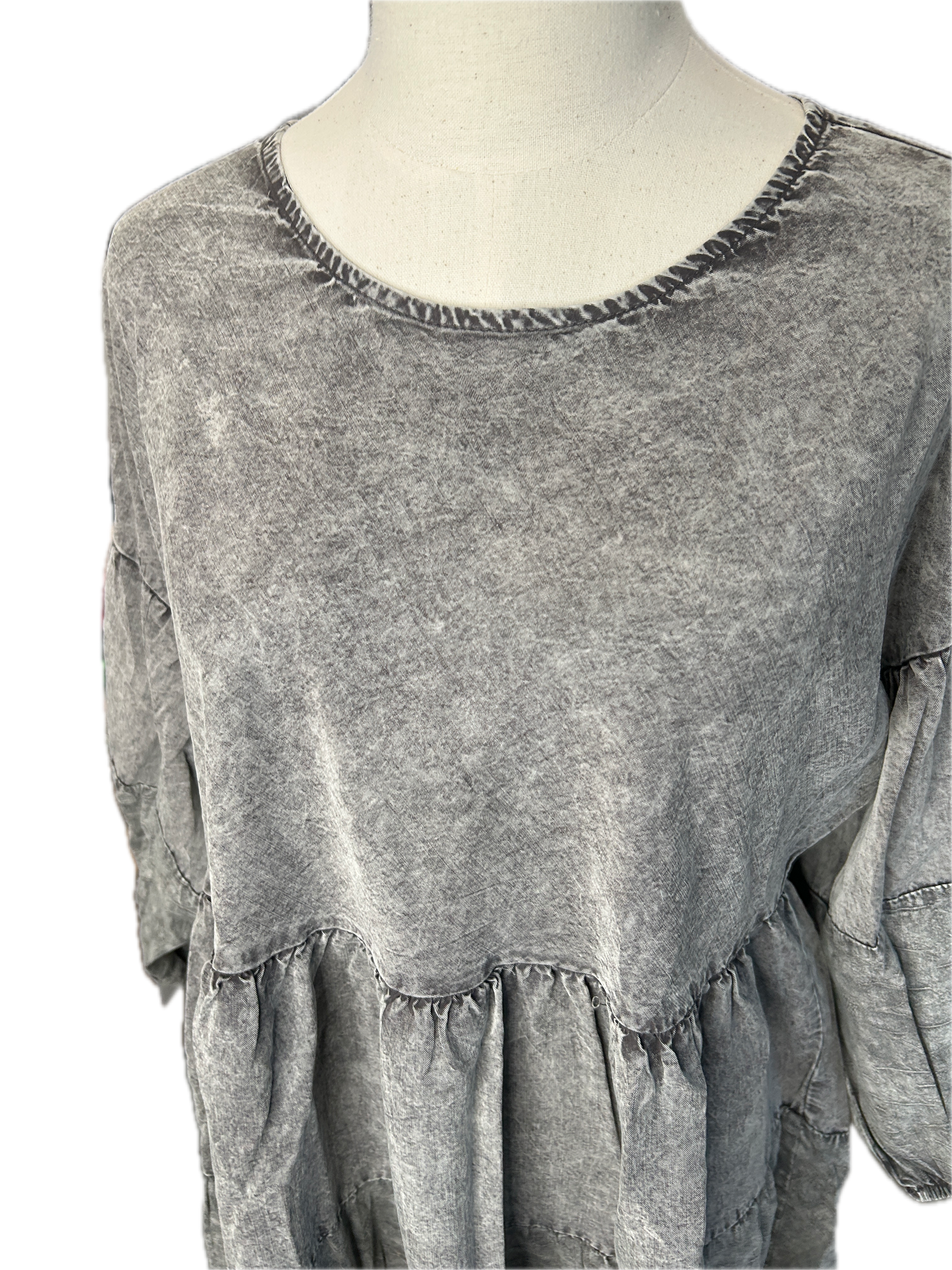Easel - Tiered Ruffle Bottom Dress (Black Denim) *Final Sale*