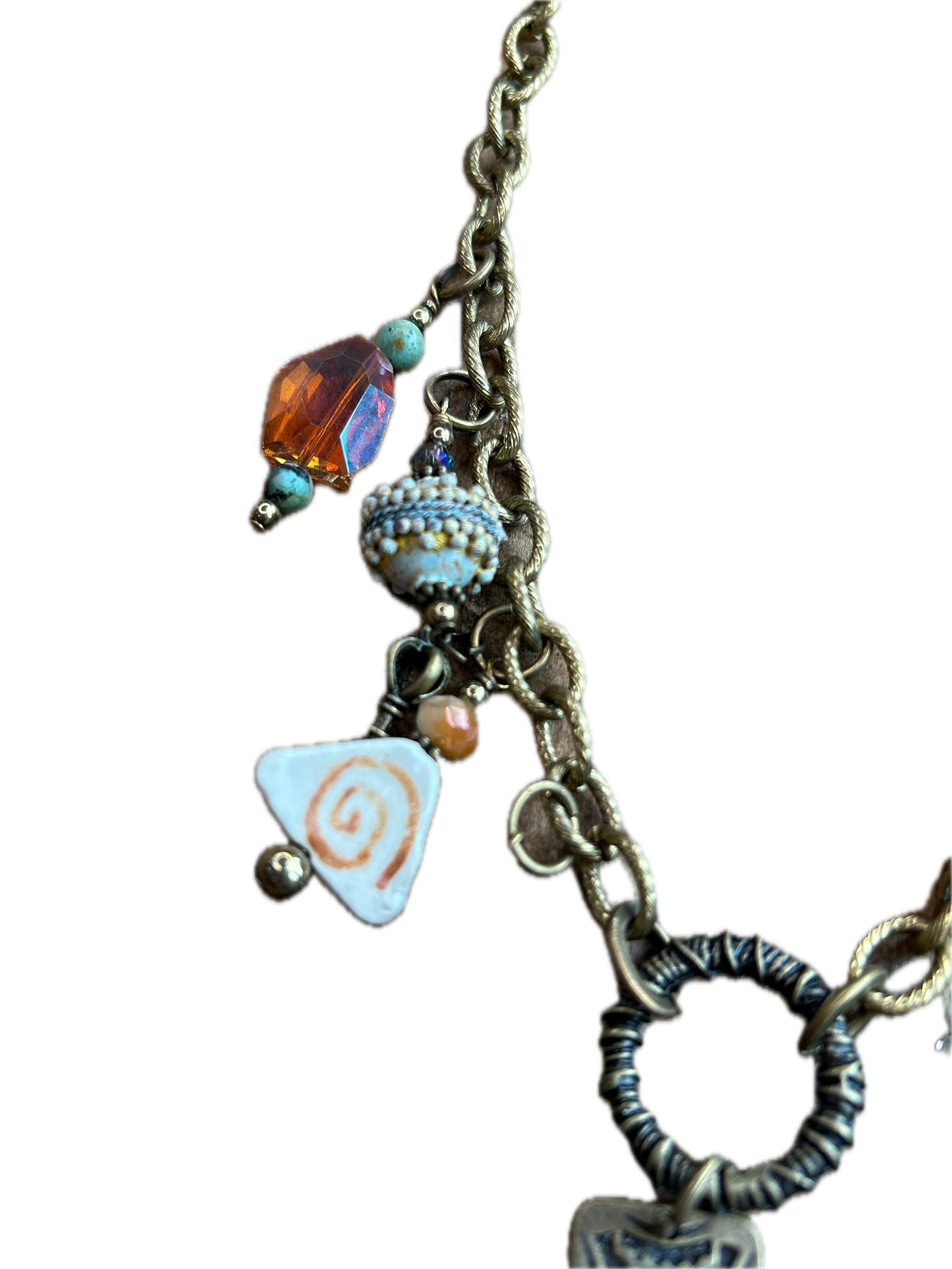 Lost & Found- Brassy Turquoise Cross Necklace