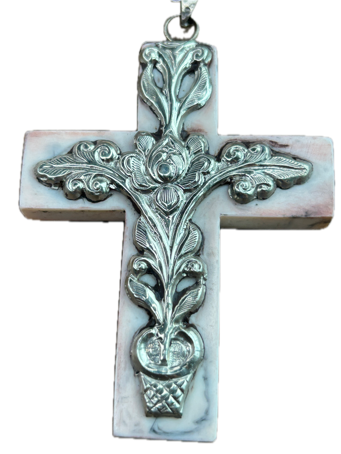 Tibetan Silver Resin Cross Necklace B