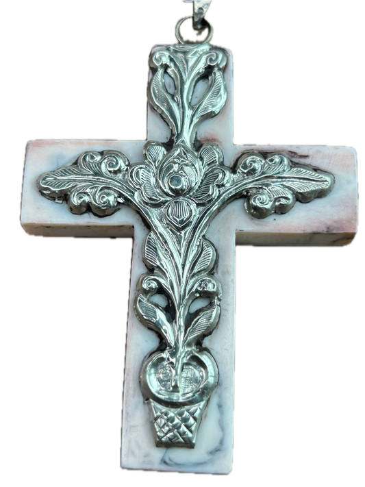 Tibetan Silver Resin Cross Necklace B