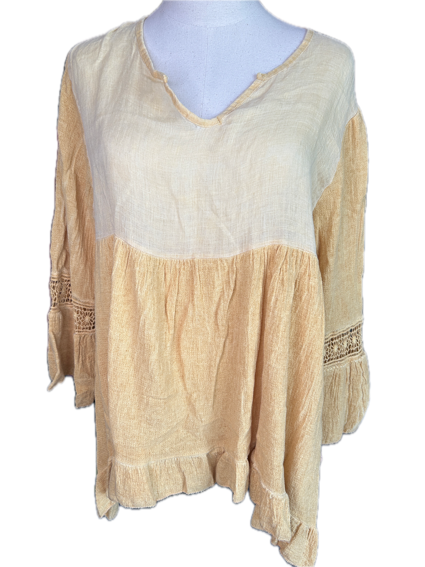 Ruffled Cotton Linen Tunic (Mustard) *Final Sale*