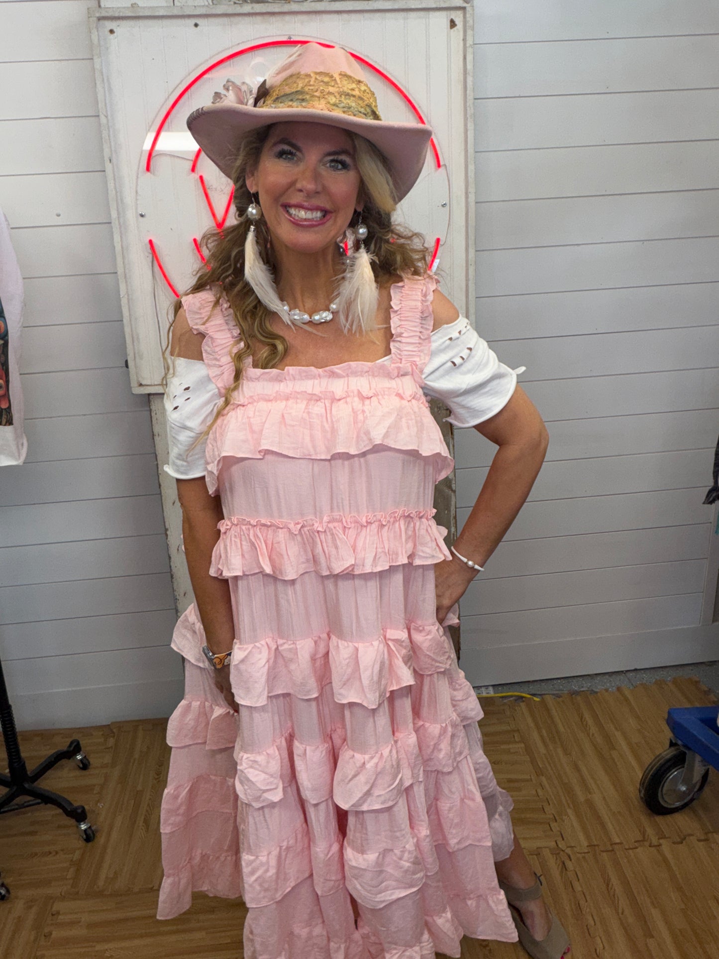 Mello- Tiered Ruffle Dress (Baby Pink)