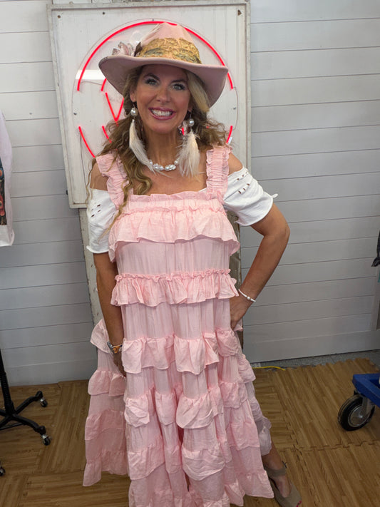 Mello- Tiered Ruffle Dress (Baby Pink)