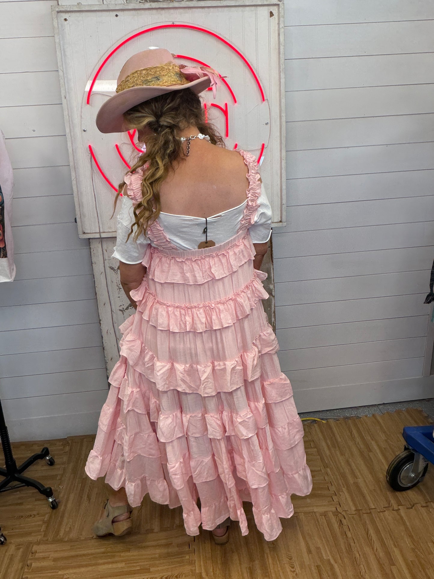 Mello- Tiered Ruffle Dress (Baby Pink)