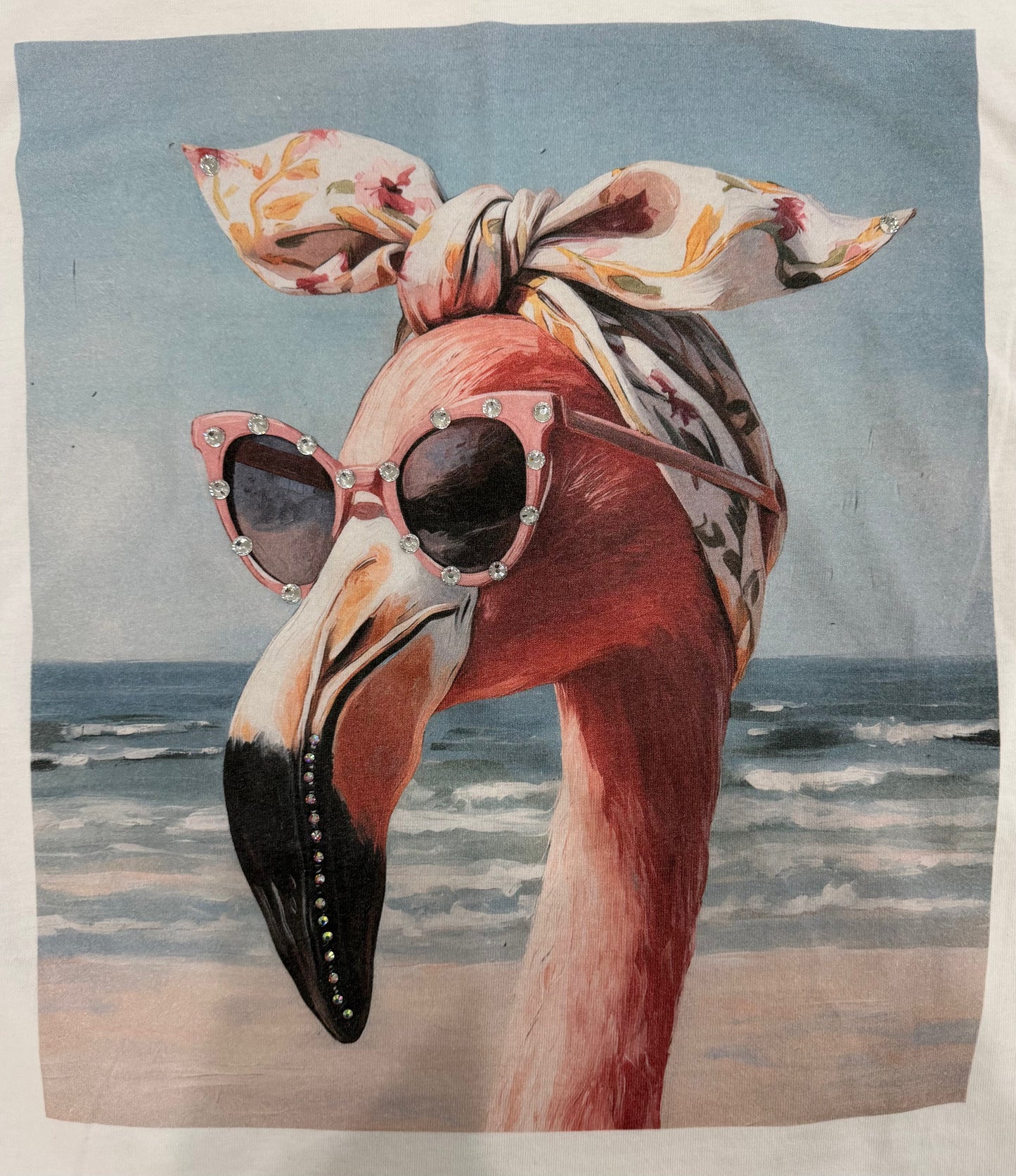 Beach Vibes Flamingo T-Shirt (No Bling)