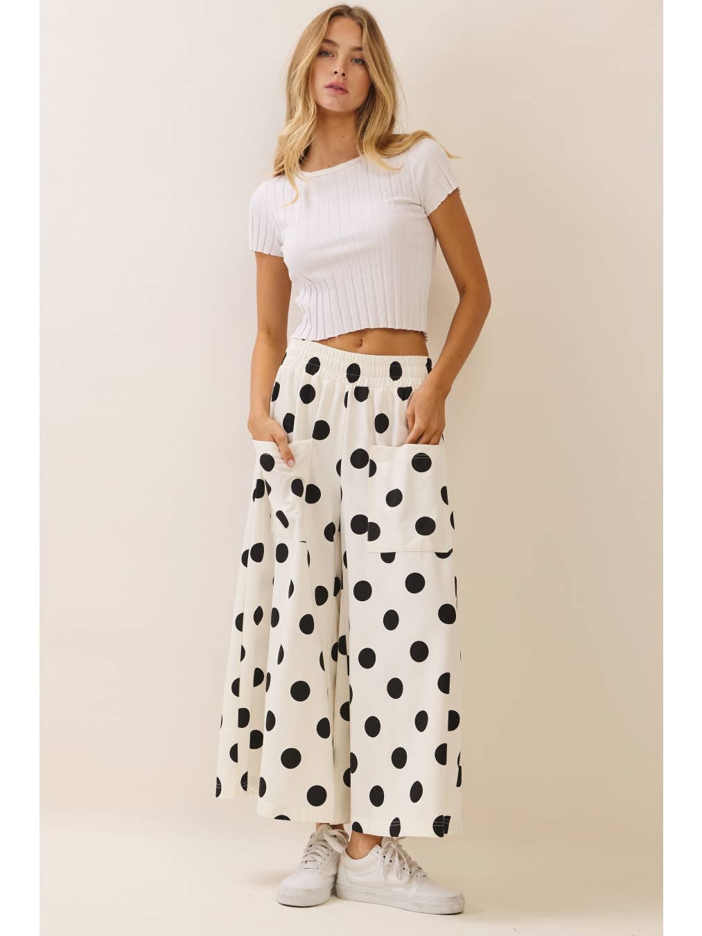 Oddi- Polka Dot Printed Lounge Pants (White)