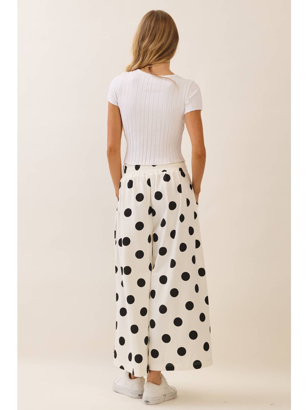 Oddi- Polka Dot Printed Lounge Pants (White)