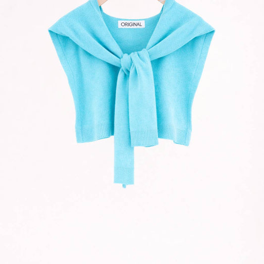 Solid Preppy Mock Sweater Wrap (Turquoise)
