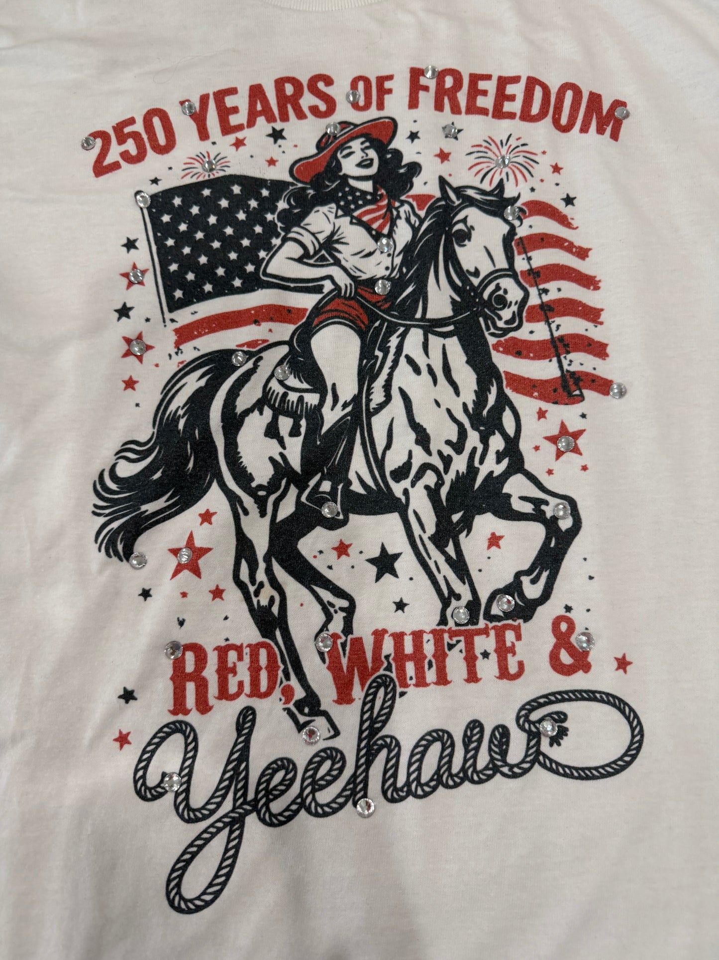 Red, White, and Yeehaw T-Shirt (Christy Cut) (Bling) - ERR Original *Final Sale*