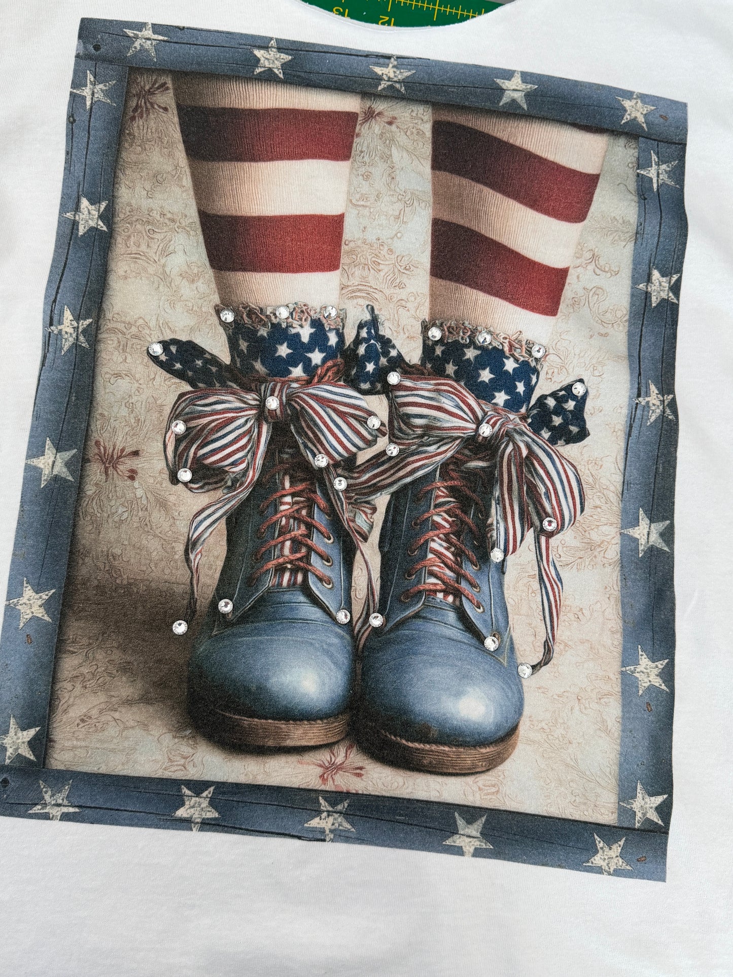 Patriotic Cutsey Boots T-Shirt (Christy Cut) (Bling) - ERR Original *Final Sale*