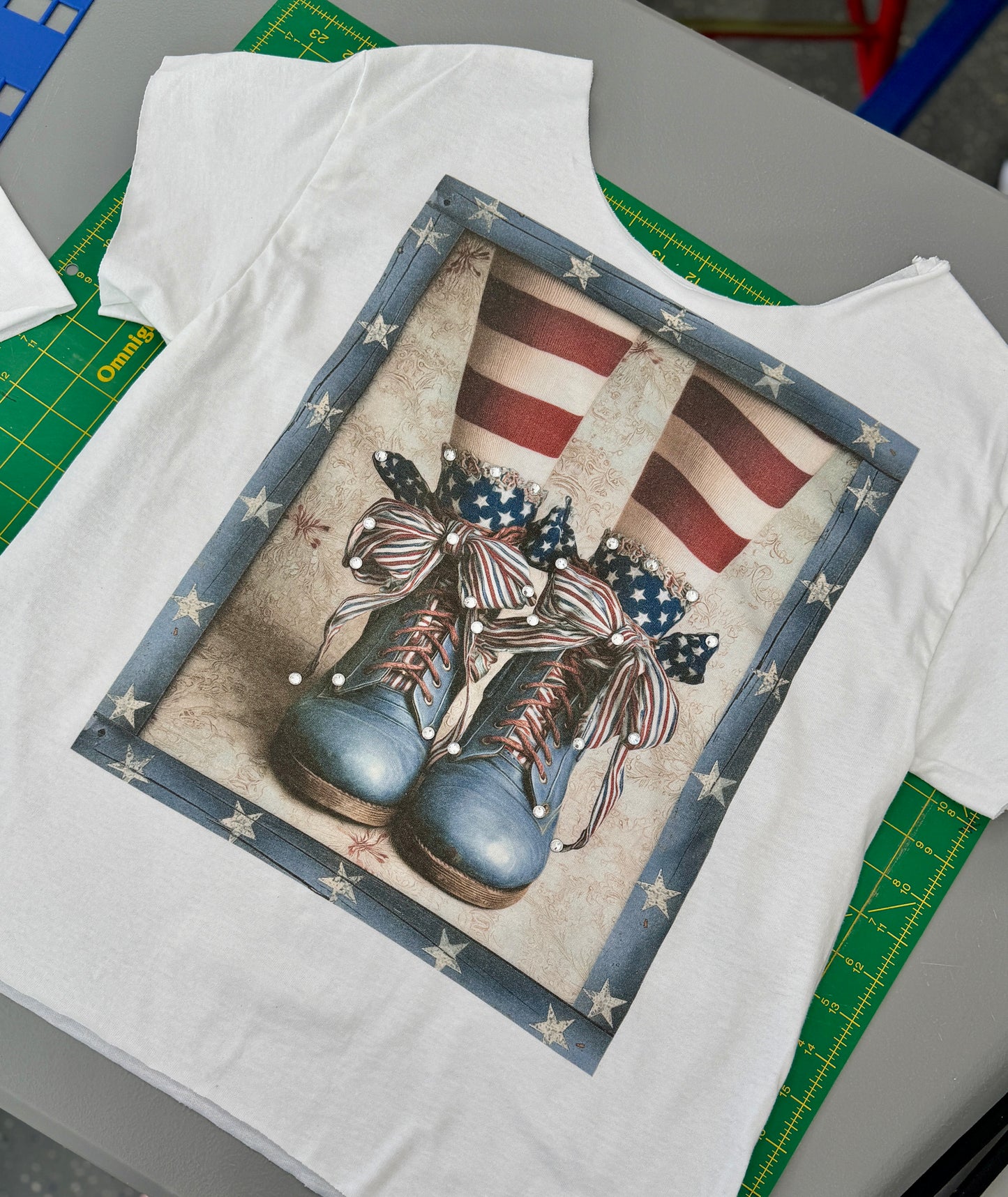 Patriotic Cutsey Boots T-Shirt (Christy Cut) (Bling) - ERR Original *Final Sale*