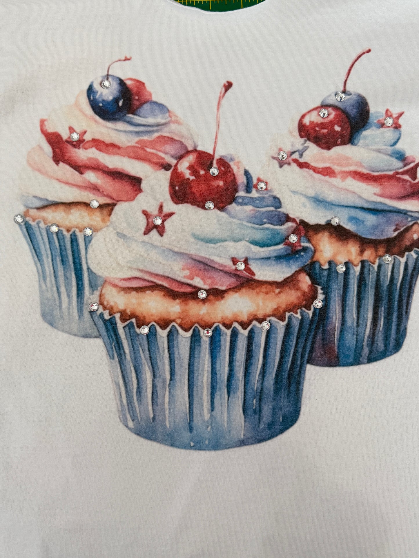 Patriotic Cupcake T-Shirt (Christy Cut) (Bling) - ERR Original *Final Sale*