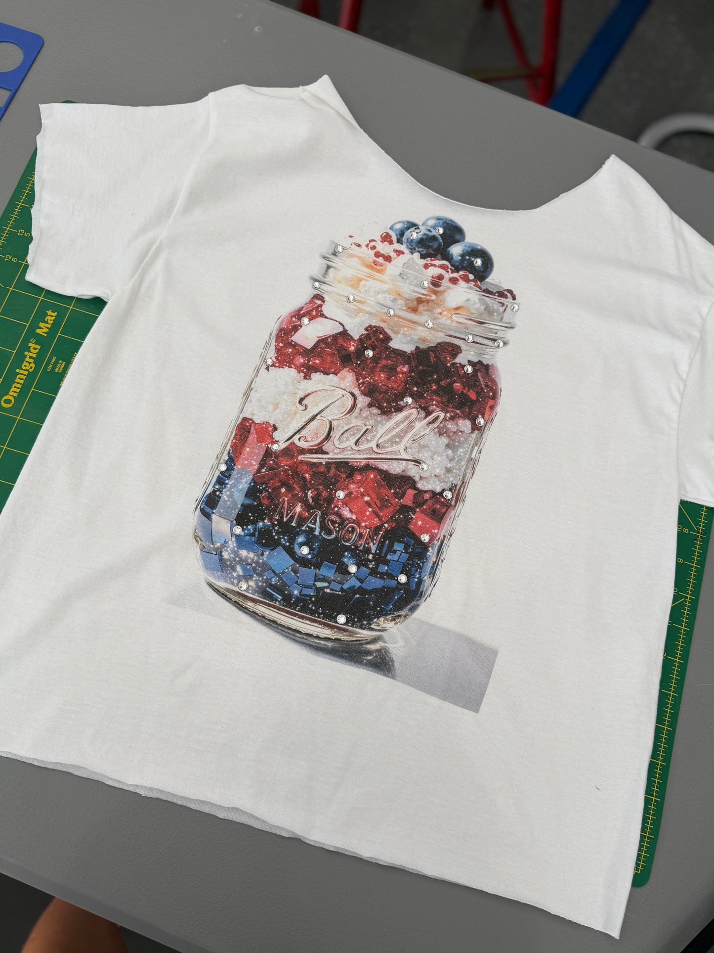 Mason Jar Blueberry Cake T-Shirt (Christy Cut) (Bling)- ERR Original *Final Sale*