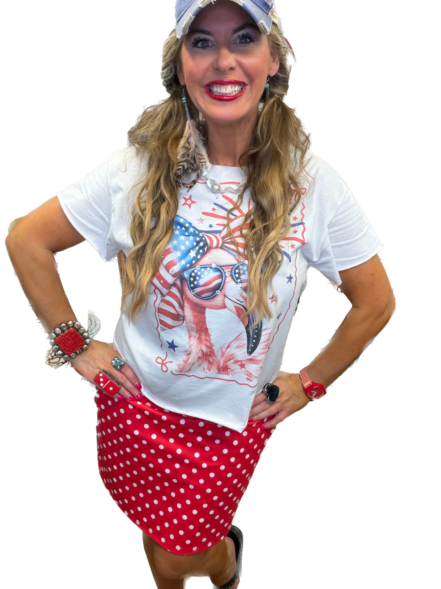 Patriotic Flamingo T-Shirt (Christy Cut) (Bling) - ERR Original *Final Sale*